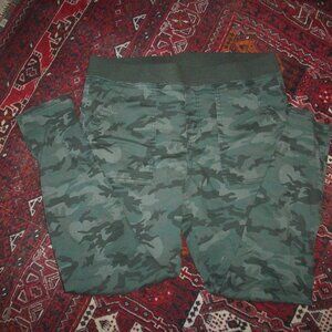 No Boundaries Juniors Green Camo High Rise Jeggings Rib Waistband Size XL NOBO
